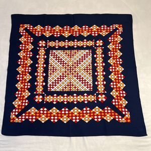 Vintage 1960s Square Scarf, Geometric Design 26" Square